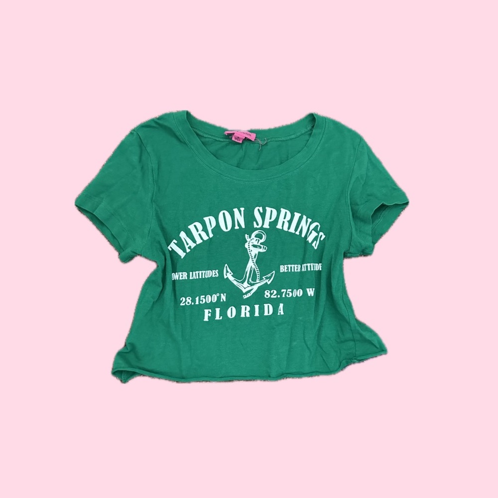 y2k green Florida baby tee crop top
